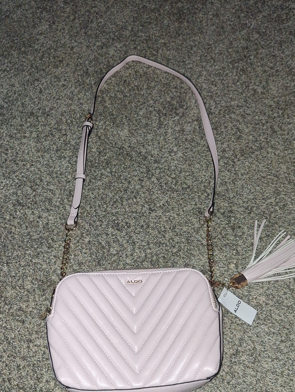 ALDO Pale Pink Quilted Crossbody Bag with Tassel